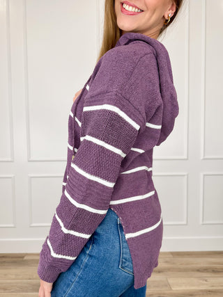 Michelle Mae You Never Know Knit Long Sleeve Hooded Sweater Top - Multiple Colors