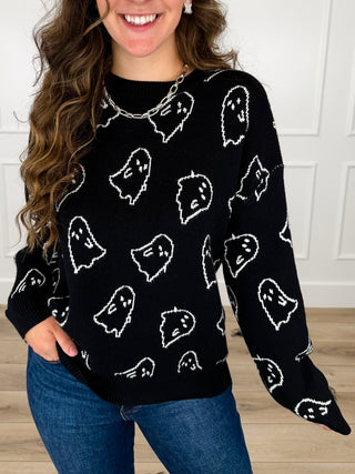Michelle Mae We Boo-Long Together Knit Long Sleeve Black Sweater Top