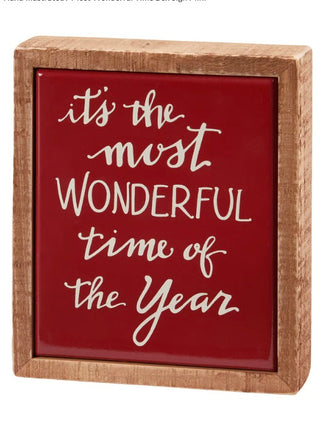 Wonderful Time Wood Shelf Sitter