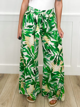Just Walking By High-Rise Lightweight Wide Leg Green Avery Mae Bottoms