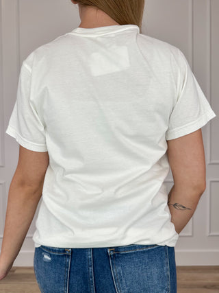 White cotton short-sleeve tee, plain back