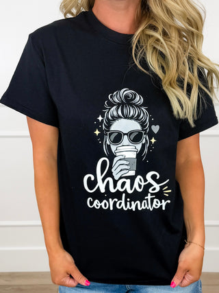 Chaos Coordinator Cotton Short Sleeve Black Avery Mae Graphic Tee Shirt (Gildan)