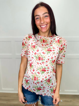 Said & Done Sheer Mesh Short Sleeve Ivory Avery Mae Top