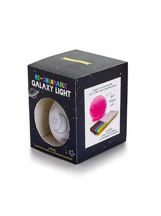 Coloring light-up galaxy globe gift box, dark packaging with planet light and markers