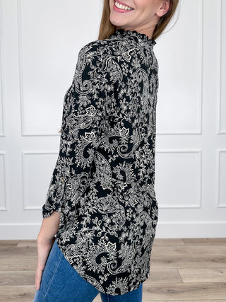 Dear Scarlett Showing You Off Wrinkle-Free 3/4 Sleeve Black Gabby Top