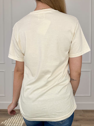 Cream cotton short-sleeve tee shirt, plain back view