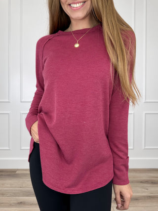 Zenana Right From the Start Knit Long Sleeve Avery Mae Top - Multiple Colors