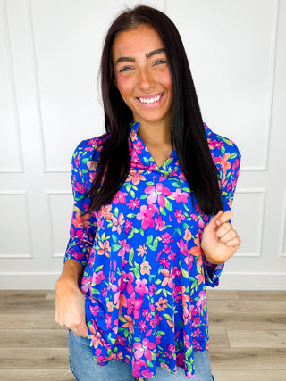 Dear Scarlett Wildflower Wishes Wrinkle-Free 3/4 Sleeve Gabby Top