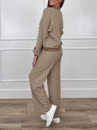 The Life of a Writer High-Rise Wide Leg Tan Avery Mae Lounge Set