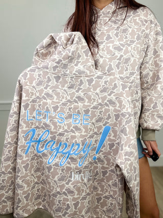 Let's Be Happy Cotton Blend Long Sleeve Camo Avery Mae Hoodie Sweatshirt
