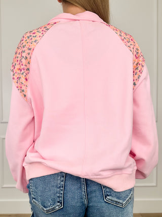 Make This Easy Cotton Blend Long Sleeve Pink Avery Mae Quarter Zip Pullover Sweatshirt