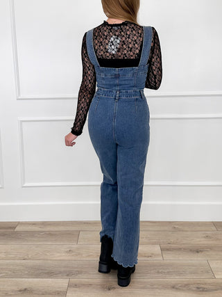 Game Changer Cotton Blend Medium Wash Avery Mae Denim Jumpsuit
