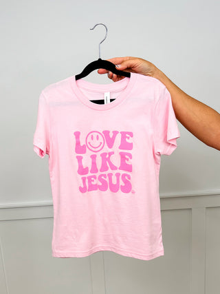 Kids Love Like Jesus Cotton Short Sleeve Pink Avery Mae Graphic Tee Shirt