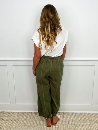 On Point High Rise Cotton Barrel Leg Avery Mae Bottoms - 2 colors!