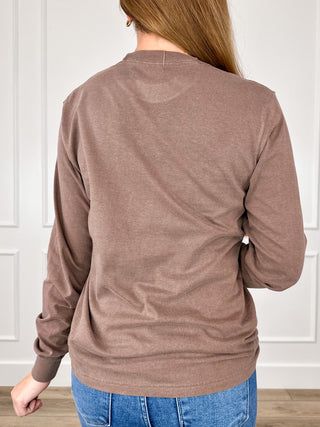 Gorgeous Ghouls Cotton Long Sleeve Brown Avery Mae Graphic Tee Shirt (Comfort Colors)