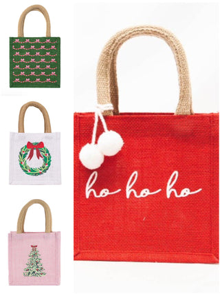 Holiday Happiness Mini Jute Bag - 4 colors!