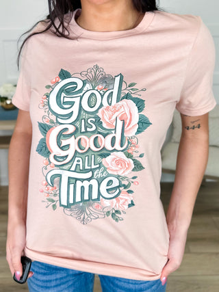 All the Time Cotton Short Sleeve Peach Avery Mae Graphic Tee Shirt (Bella+Canvas)