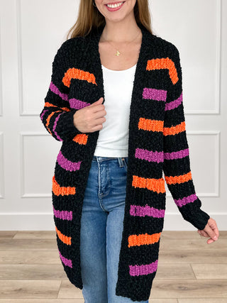 Michelle Mae Cozy Spooks Knit Long Sleeve Black Cardigan