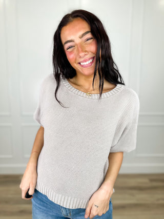 Leveling Up Cotton Short Sleeve Mocha Avery Mae Sweater Top