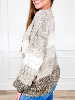 Thought We Could Talk Knit Long Sleeve Oatmeal Avery Mae Button Up Cardigan