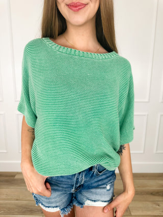 Leveling Up Cotton Short Sleeve Avery Mae Sweater Top - Multiple Colors