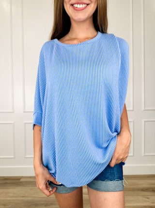 Zenana Quiet Moments Ribbed Short Sleeve Top - Multiple Colors