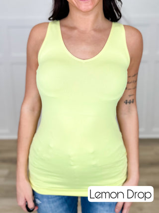 Basic Reversible V & Scoop Neck Tank Top - Multiple Colors