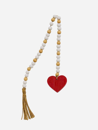 Heart String Beaded Wood Garland