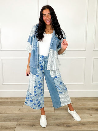 Take a Chance on Me High-Rise Cotton Wide Leg Medium Wash Denim Avery Mae Cropped Bottoms