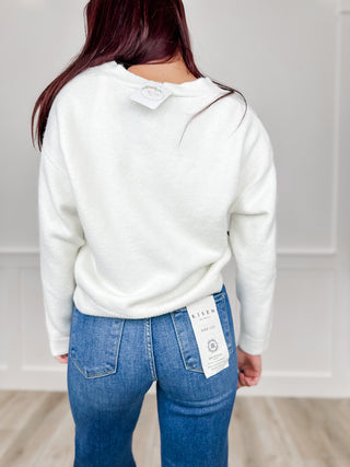 White Birch Love Plain & Simple Knit Long Sleeve White Button Up Cardigan