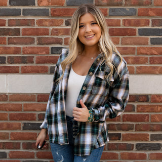 Doe & Rae Wasted Feelings Cotton Blend Long Sleeve Hooded Flannel - 2 colors!