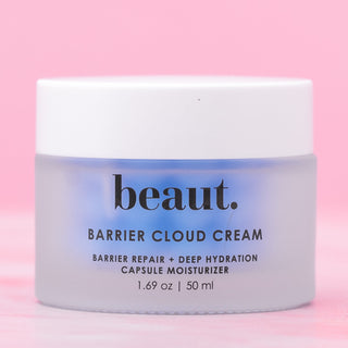 Beaut Barrier Cloud Cream container, front label on light cream jar
