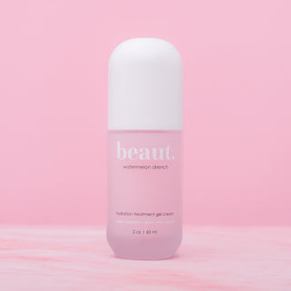 beaut. watermelon drench gel cream pump bottle, label-forward view