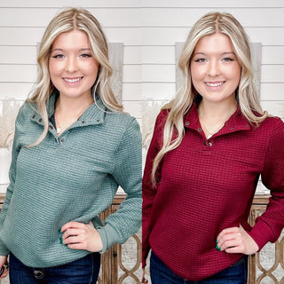 Doe & Rae This Time Tomorrow Quilted Long Sleeve Pullover Sweatshirt - 2 colors!