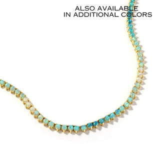 Mint gemstone tennis necklace with gold-tone prong-set stones