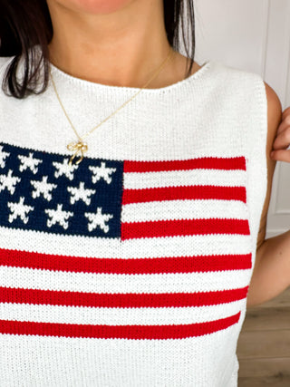 American Dream Knit White Avery Mae Tank Top