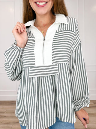 Now is My Time Lightweight Long Sleeve Grey Avery Mae Top
