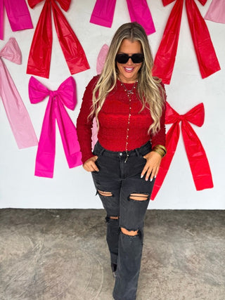 It Girl Attitude Lace Long Sleeve Avery Mae Top - 3 colors!
