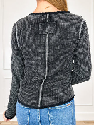 POL This Time is Different Knit Long Sleeve Black Top