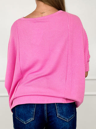 Zenana Quiet Moments Ribbed Short Sleeve Top - Multiple Colors