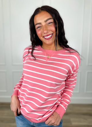 Never Ending Story Knit Long Sleeve Pink Avery Mae Sweater Top