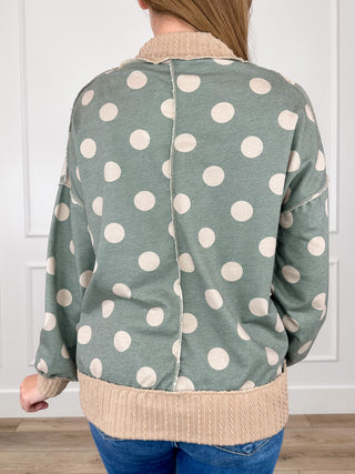 I Want Your Extra Time Knit Long Sleeve Green Avery Mae Mock Neck Top