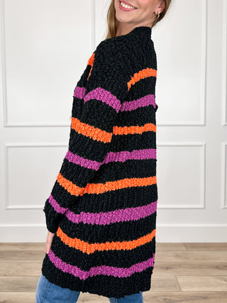 Michelle Mae Cozy Spooks Knit Long Sleeve Black Cardigan