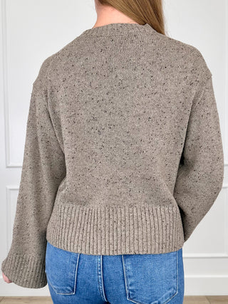 Exchanging Pleasantries Knit Long Sleeve Brown Avery Mae Mom Cropped Sweater Top