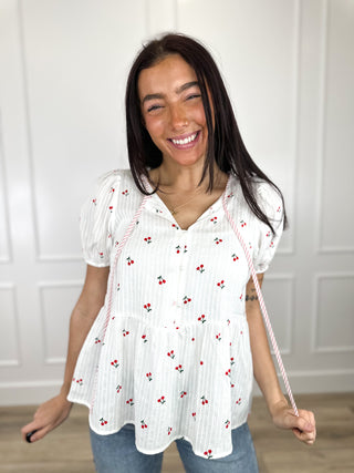 Pick of the Patch Cotton Short Sleeve White Avery Mae Top