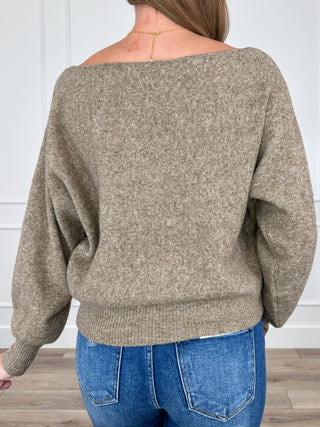 It's Like My Thing Knit Long Sleeve Brown Avery Mae Mom Cropped Sweater Top