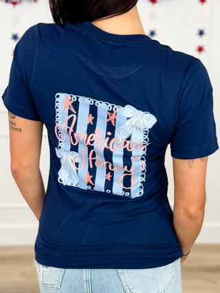 American Honey Cotton Short Sleeve Navy Avery Mae Graphic Tee Shirt (Bella+Canvas)