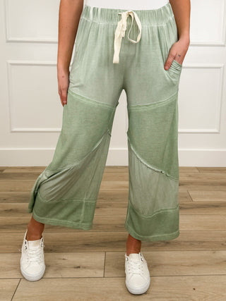 POL Good Habits High-Rise Rayon Blend Green Bottoms