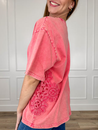 Easel Stating the Obvious Cotton Short Sleeve Pink Top