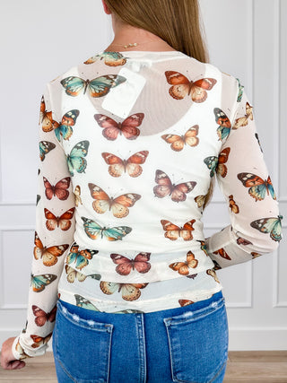 Never Miss Out Sheer Mesh Long Sleeve Avery Mae Top - Multiple Colors